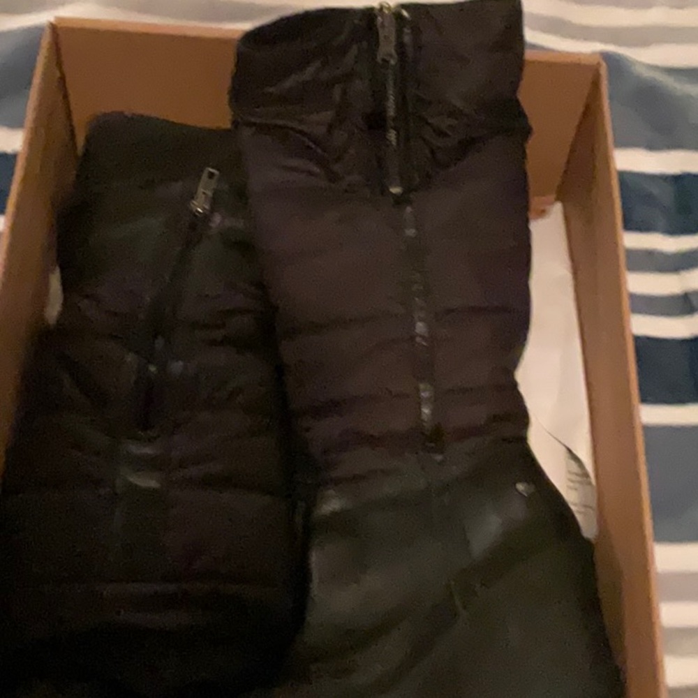 Ugg Australia black leather Leona quilted foldover wedge boots